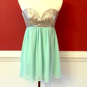 Society of Chic strapless sequined mini dress